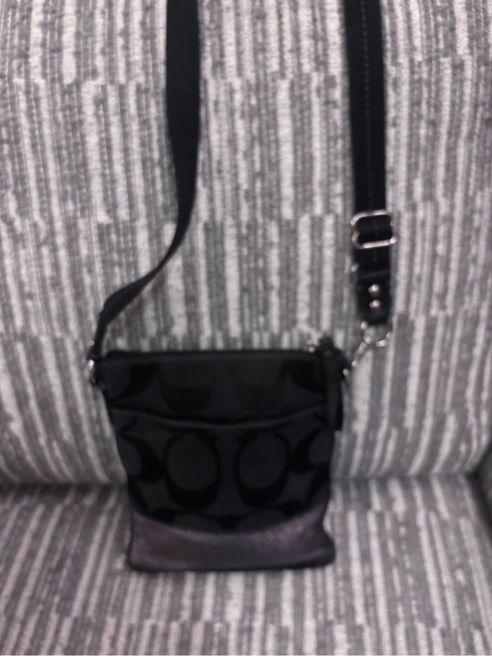 Coach Compact Black Crossbody Bag with Signature Motif